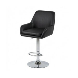 Tabouret de bar capitonné avec accoudoirs, revêtement noir